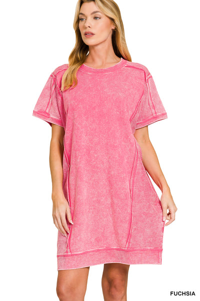 Mineral Wash Dress with Pockets (3 Colors)