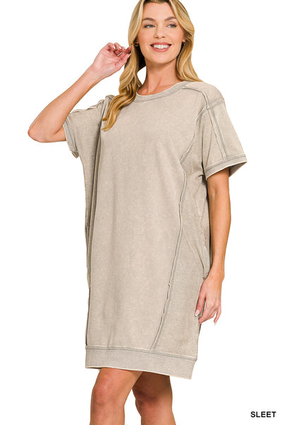 Mineral Wash Dress with Pockets (3 Colors)