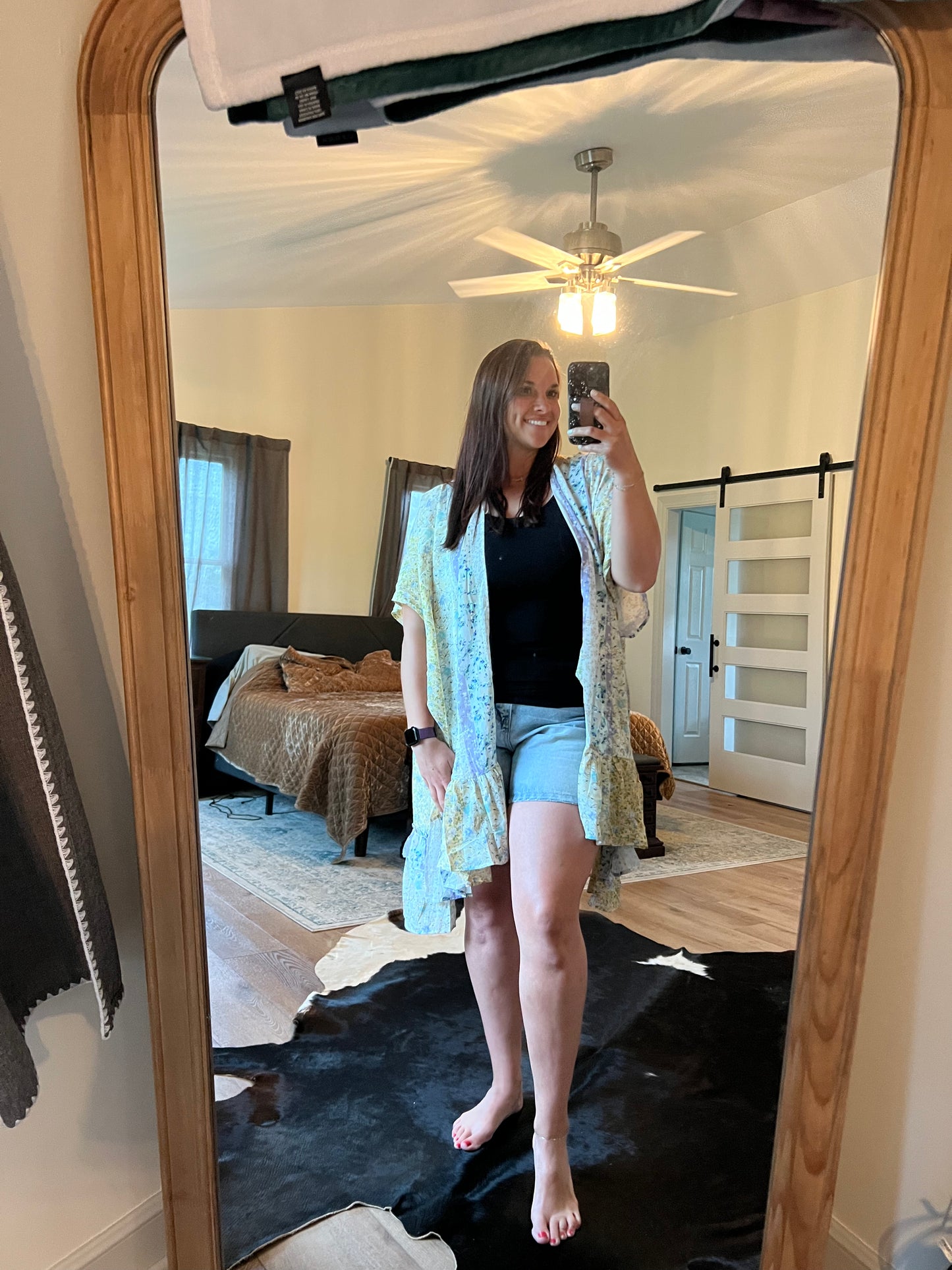 Multi Floral Ruffle Kimono