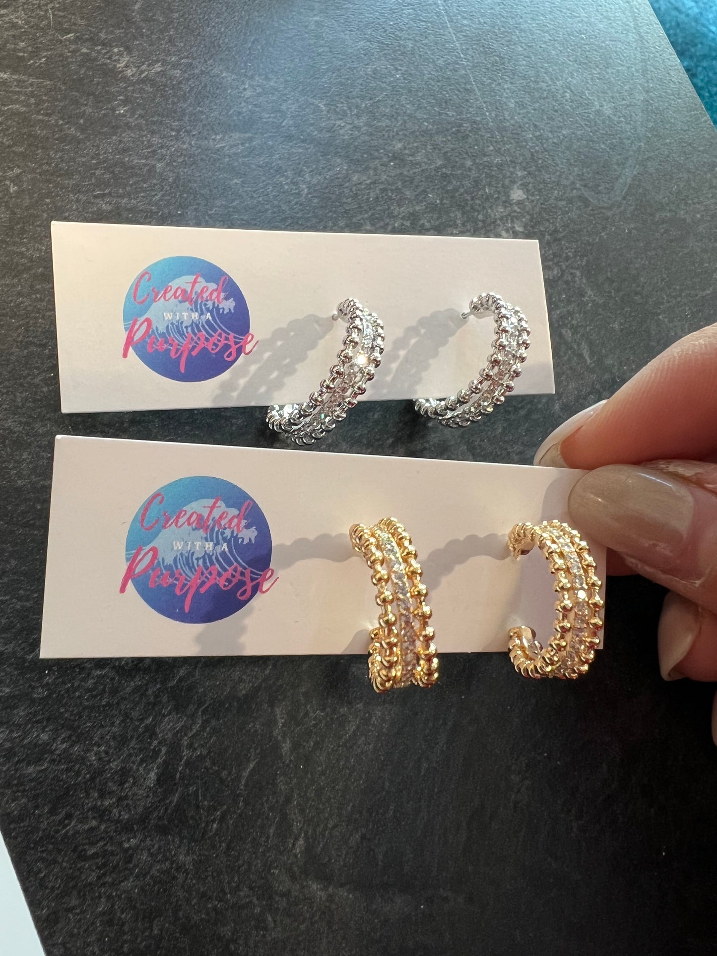 Diamond Hoop Studs