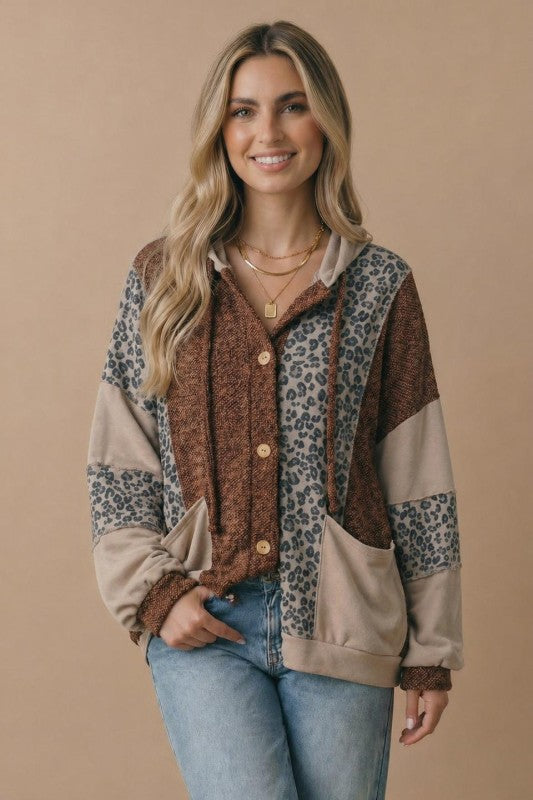 Mocha & Leopard Color Block Jacket