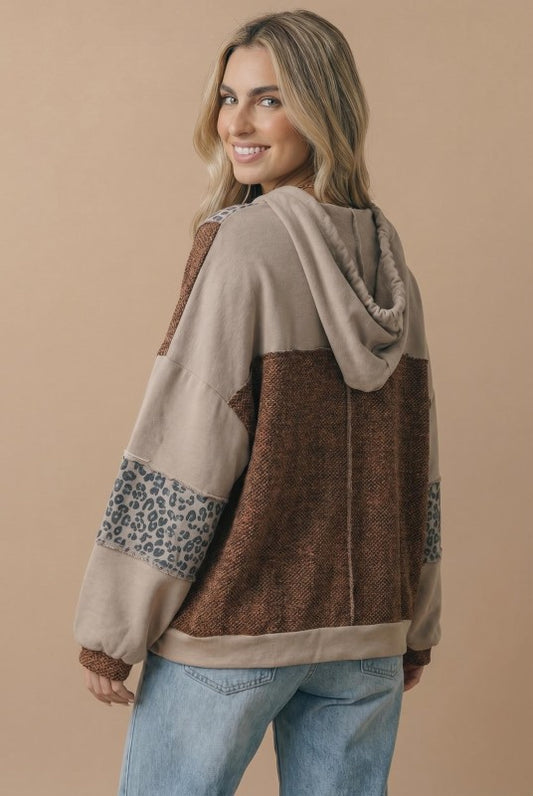Mocha & Leopard Color Block Jacket