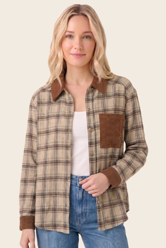 Staccato Beige Plaid Corduroy Jacket
