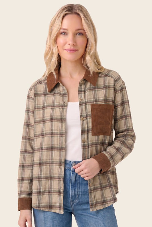 Staccato Beige Plaid Corduroy Jacket