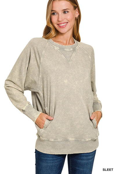 Melange Hi Low Pocket Sweater (3 Colors)