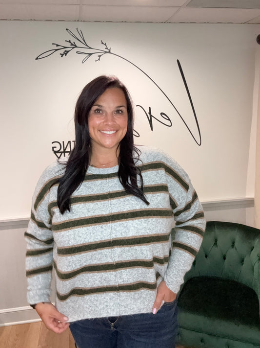 Staccato Grey / Olive Striped Sweater