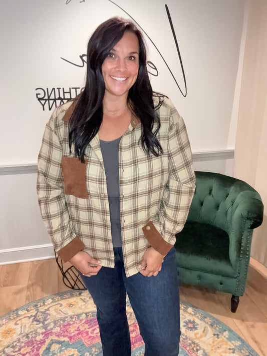 Staccato Beige Plaid Corduroy Jacket