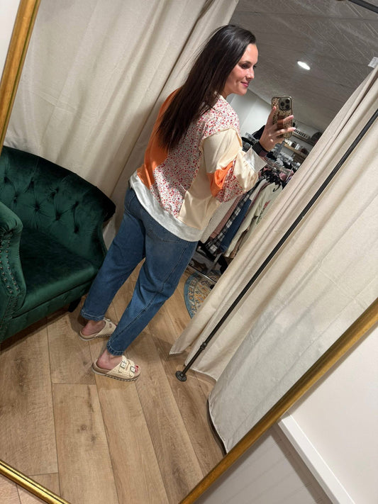 Orange Floral Color Block