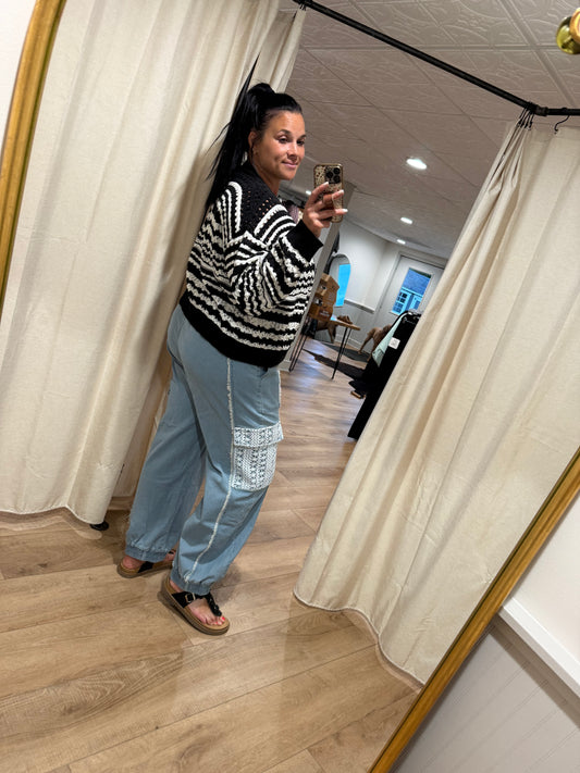 Jogger Jeans with Lace Pockets