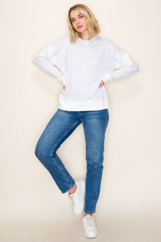 Contrast Ribbed Hoodie (2 Colors)