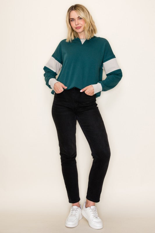 Contrast Ribbed Hoodie (2 Colors)