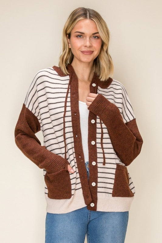 Staccato Oatmeal / Copper Striped Cardigan