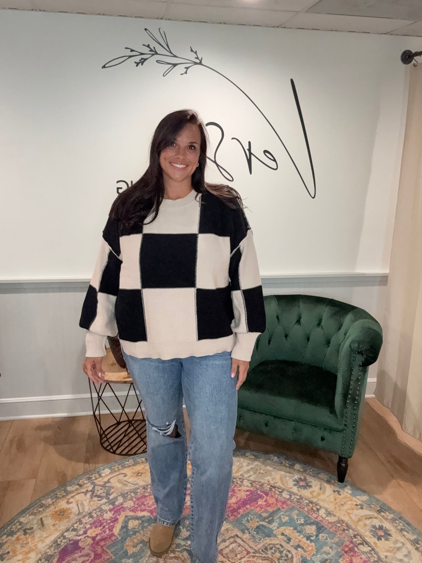 Ivory/ Black Checker Sweater