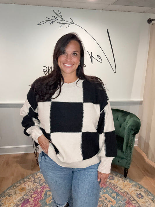 Ivory/ Black Checker Sweater