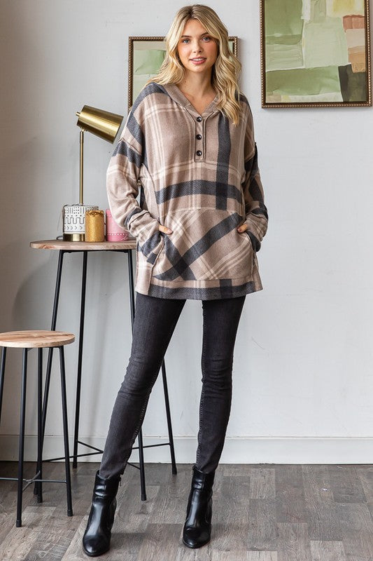 Mocha Plaid Hoodie