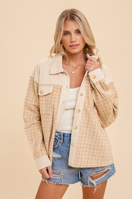 Beige Brushed Button Jacket