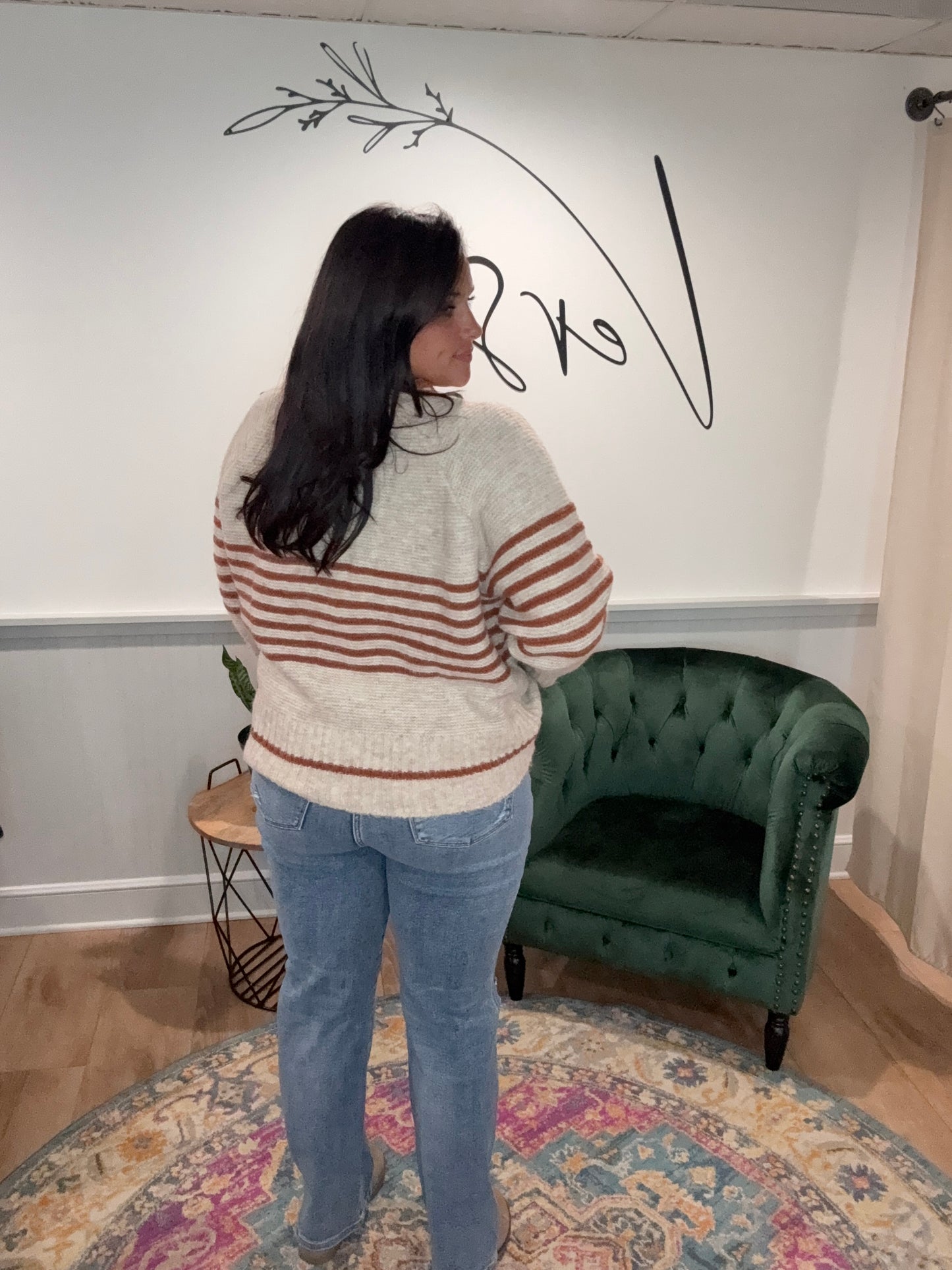 Oatmeal / Rust Knit Sweater