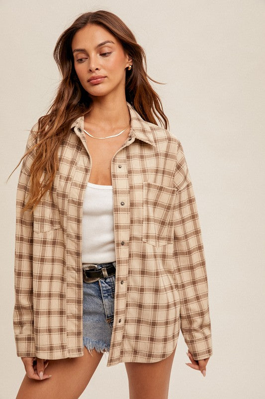 Taupe Plaid Button Down