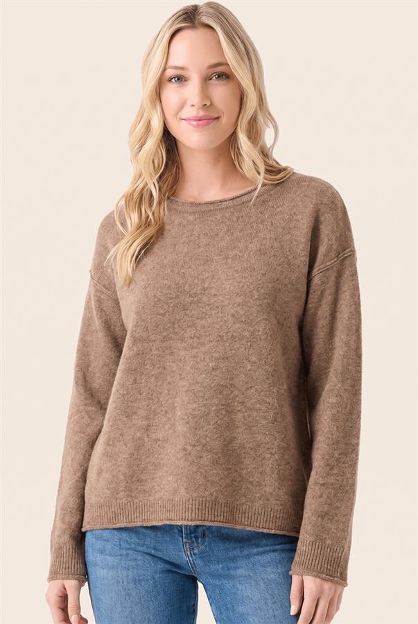 Staccato Mocha Raw Hem Sweater