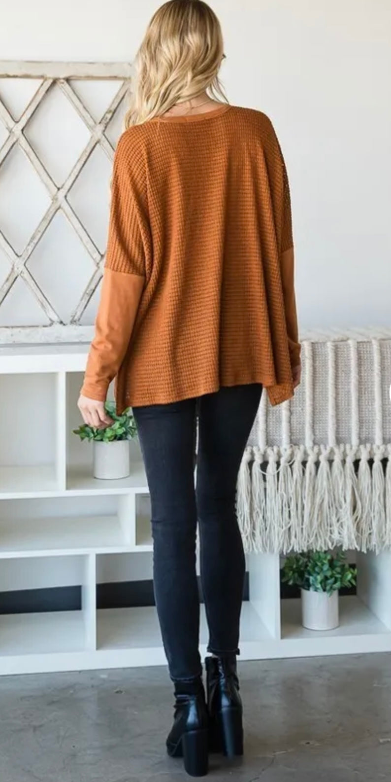 Waffle Knit Slit Sweater (2 Colors)