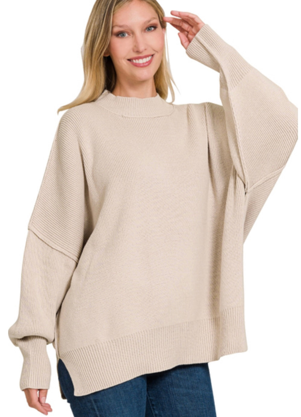 Side Slit Oversized Sweater (3 Colors)