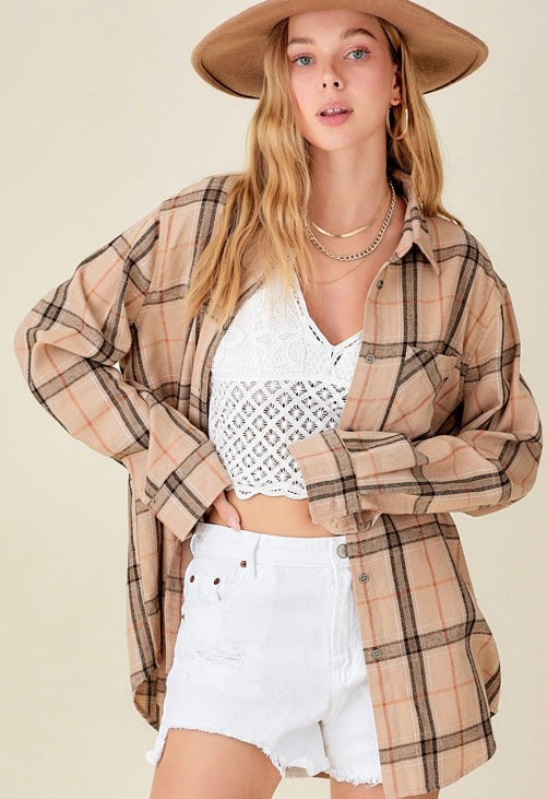 Plaid Long Sleeve with Pocket (3 Colors)