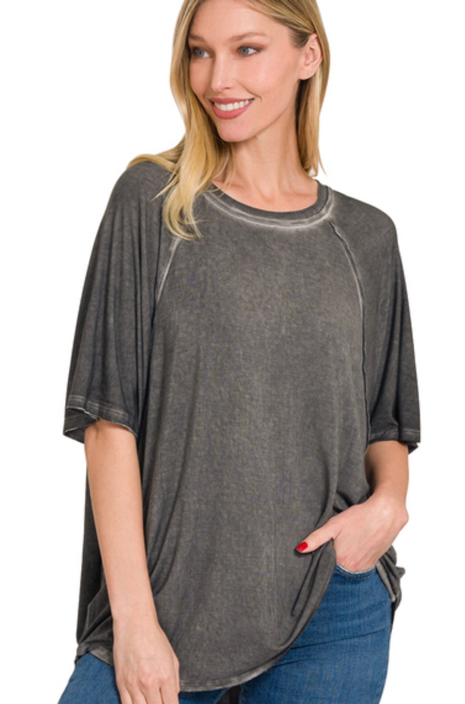 Mineral Washed Slit Tee (2 Colors)