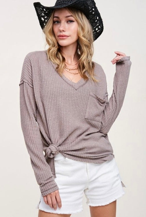 Waffle Knit Pocket Sweater (3 Colors)
