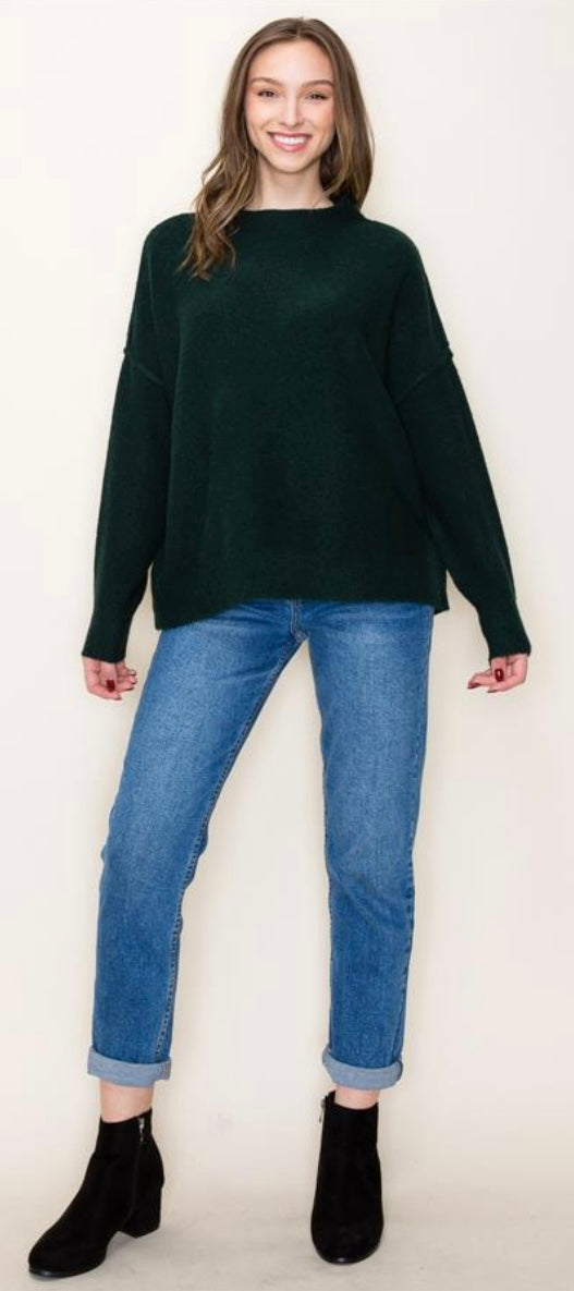 Mock Neck Reverse Seam Sweater (2 Colors)