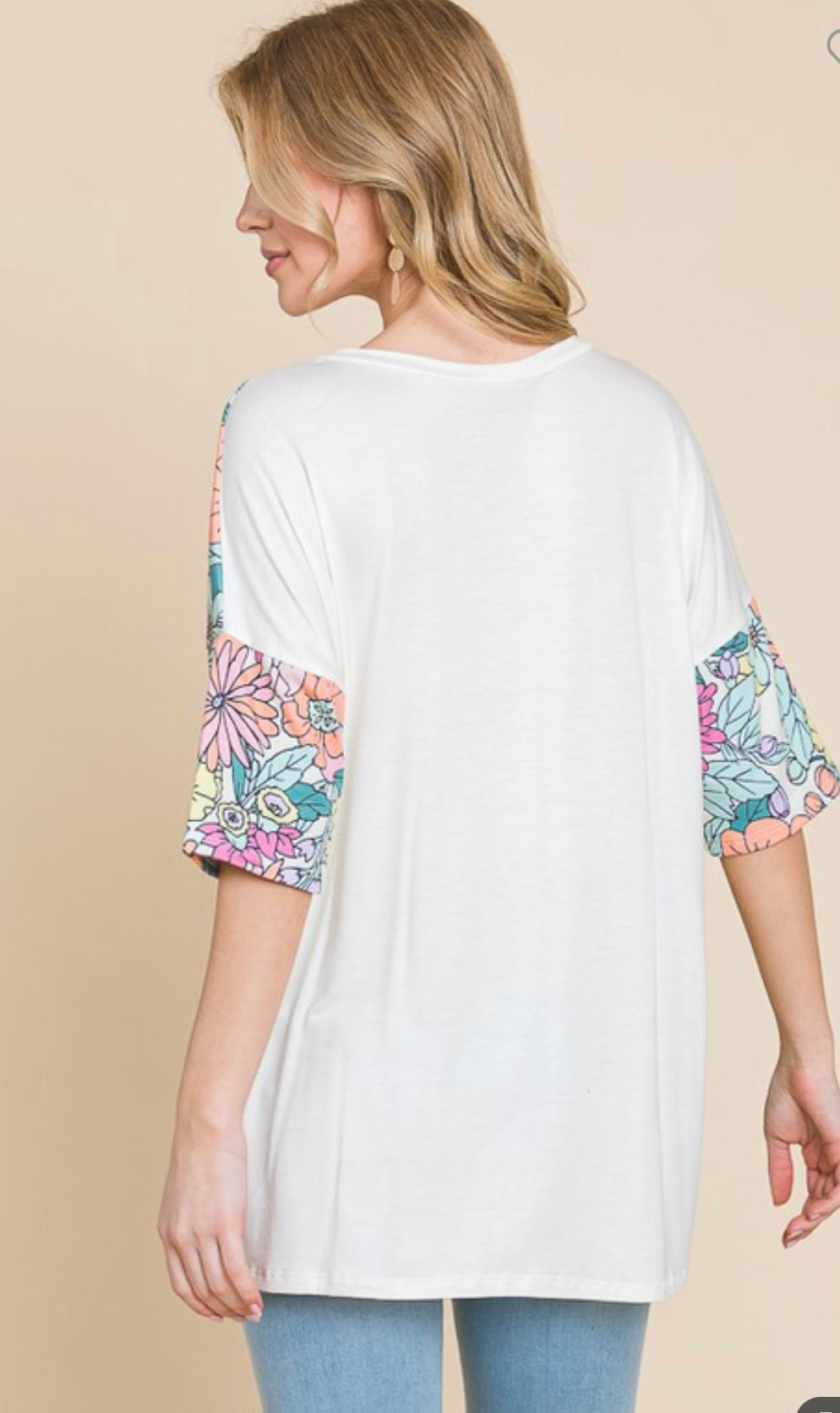 Ivory/Floral Knit Top