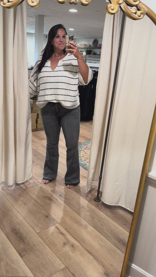 Judy Blue Grey Washed Flare Tummy Control Jeans