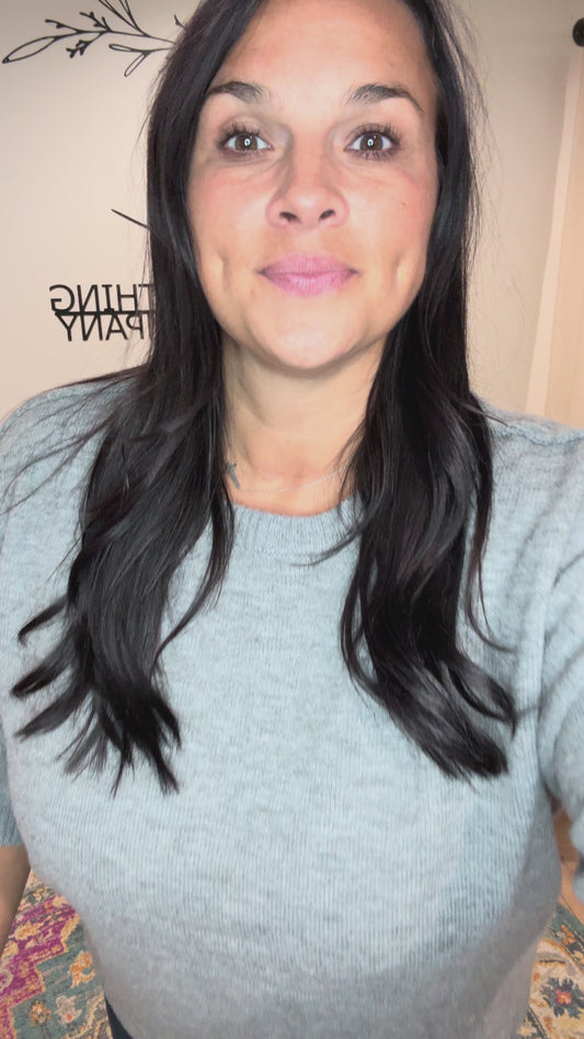 Staccato Grey Raw Edge Half Sleeve Sweater