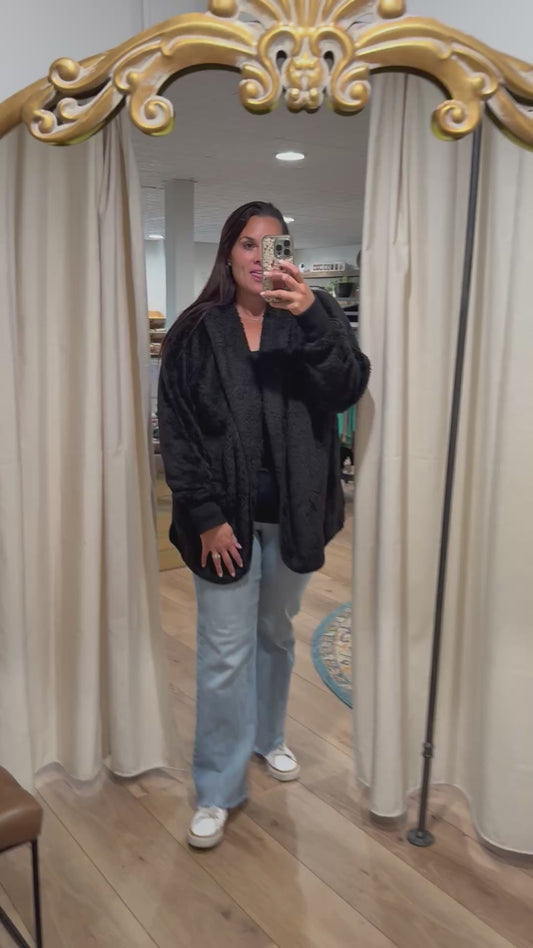 Black Fur Jacket with Pockets