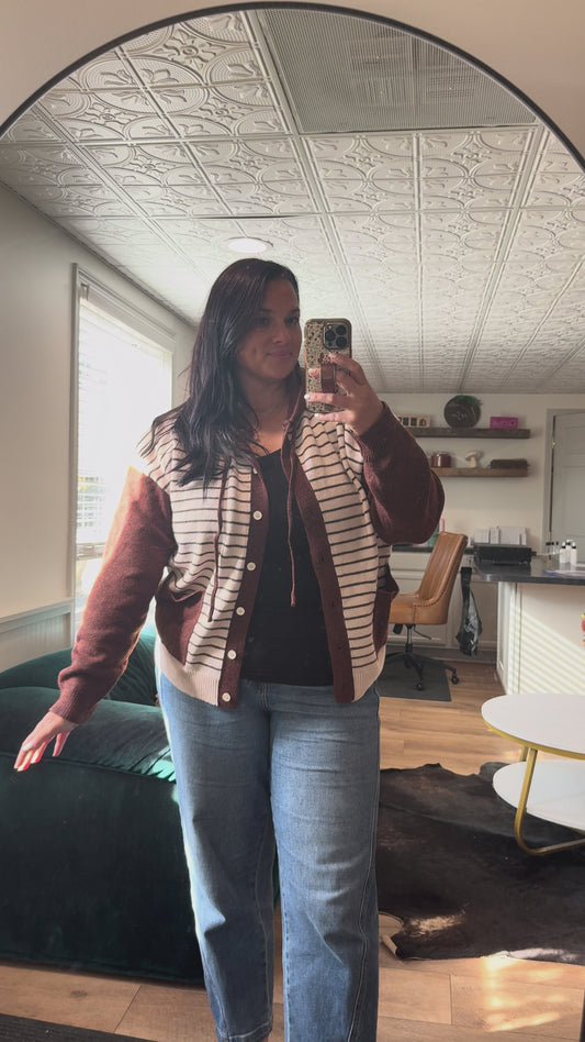 Staccato Oatmeal / Copper Striped Cardigan