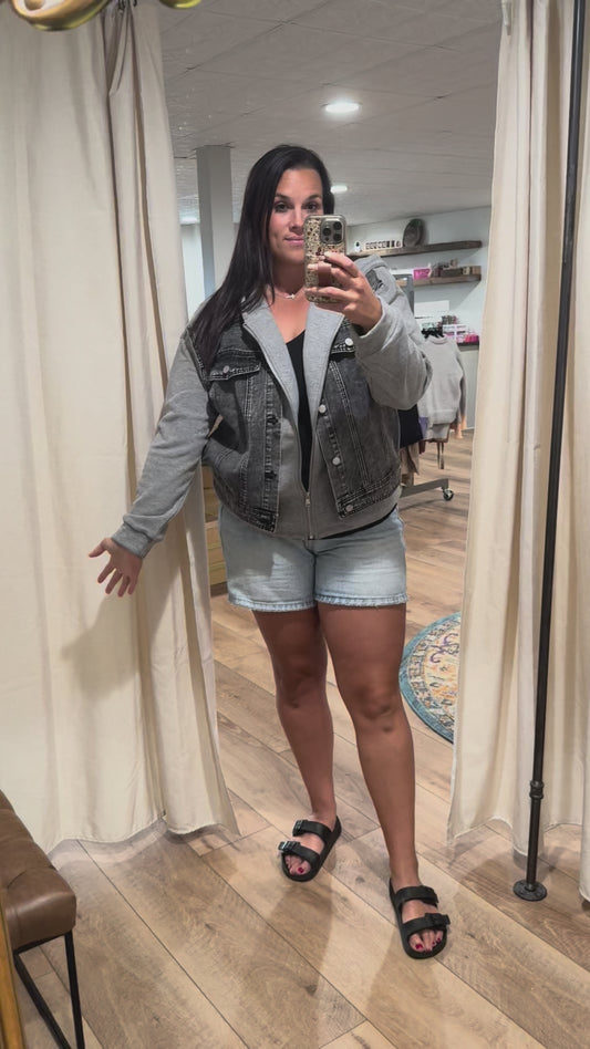 Black Denim Zip Up Jacket
