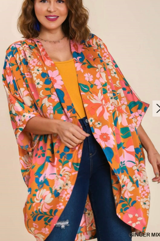 Satin Floral Kimono (2 Colors)